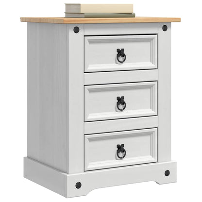 Bedside Table Corona White 53 x 39 x 66 cm Solid Pine Wood
