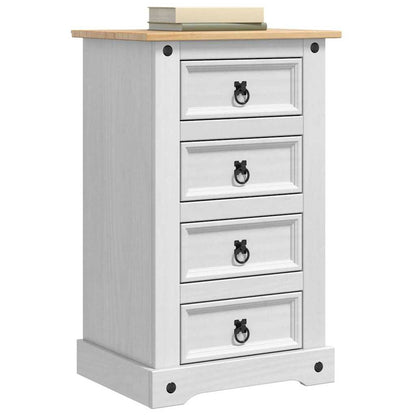 Bedside Table Corona White 53 x 39 x 84 cm Solid Pine Wood