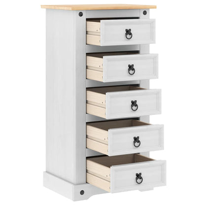 Bedside Table Corona White 53 x 39 x 103 cm Solid Pine Wood