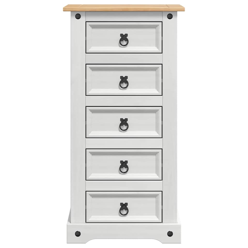 Bedside Table Corona White 53 x 39 x 103 cm Solid Pine Wood