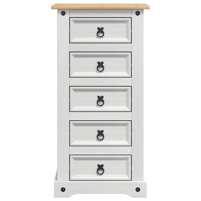 Bedside Table Corona White 53 x 39 x 103 cm Solid Pine Wood