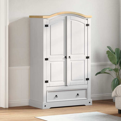 Wardrobe Corona White 101 x 52 x 170 cm Solid Pine Wood