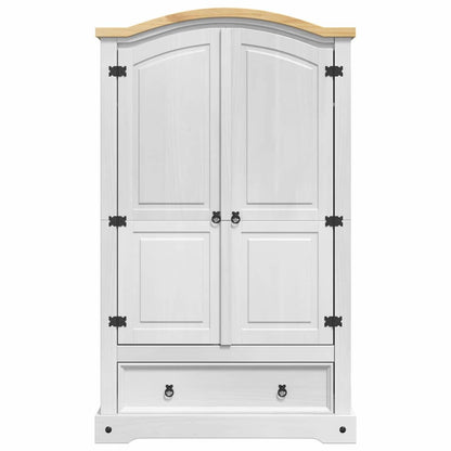 Wardrobe Corona White 101 x 52 x 170 cm Solid Pine Wood