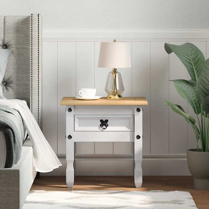 End Table Corona White 50 x 50 x50 cm Solid Pine Wood
