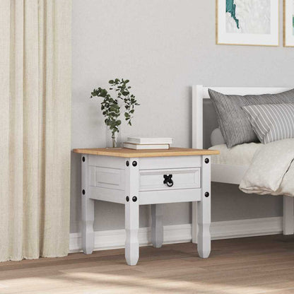 End Table Corona White 50 x 50 x50 cm Solid Pine Wood