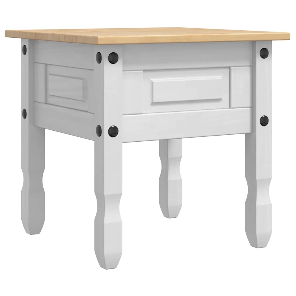 End Table Corona White 50 x 50 x50 cm Solid Pine Wood
