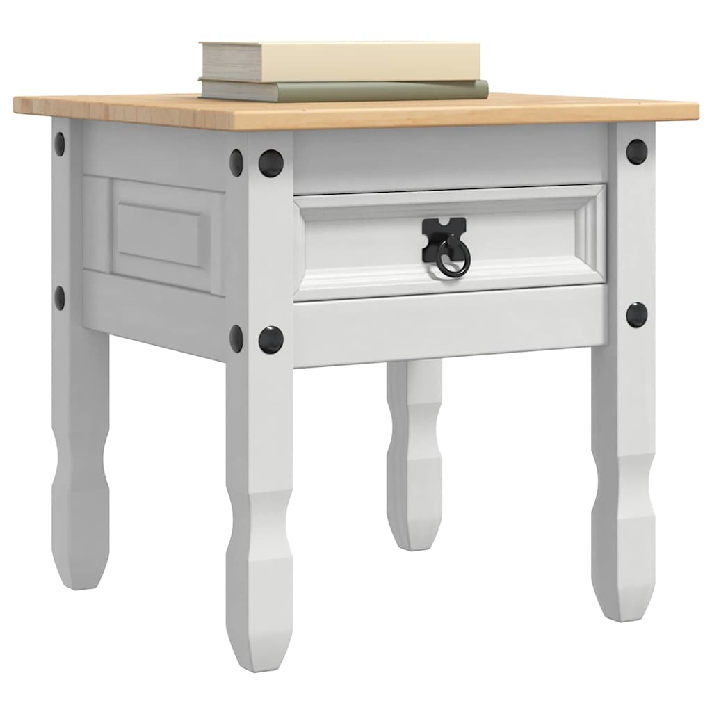 End Table Corona White 50 x 50 x50 cm Solid Pine Wood