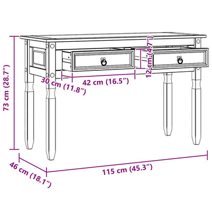 End Table Corona White 115 x 46 x 73 cm Solid Pine Wood