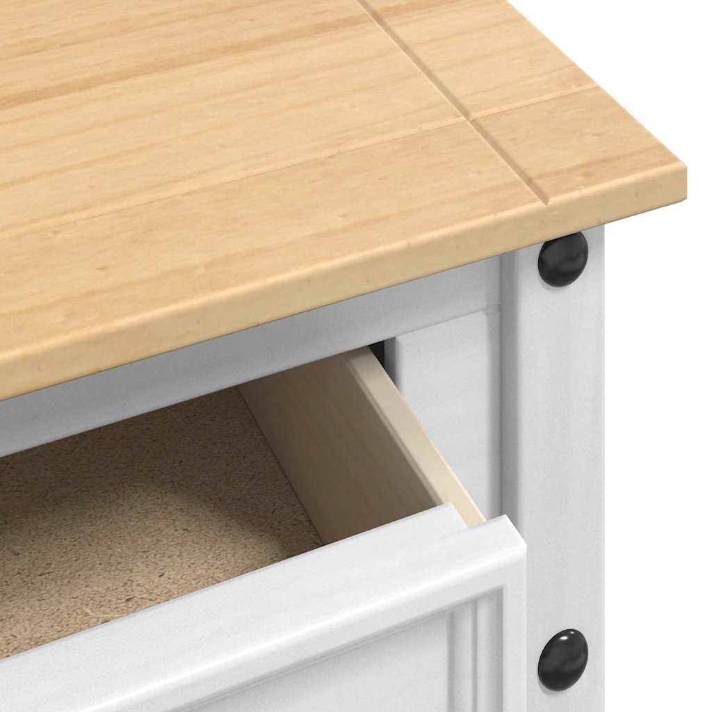 End Table Corona White 114 x 34.5 x 73 cm Solid Pine Wood