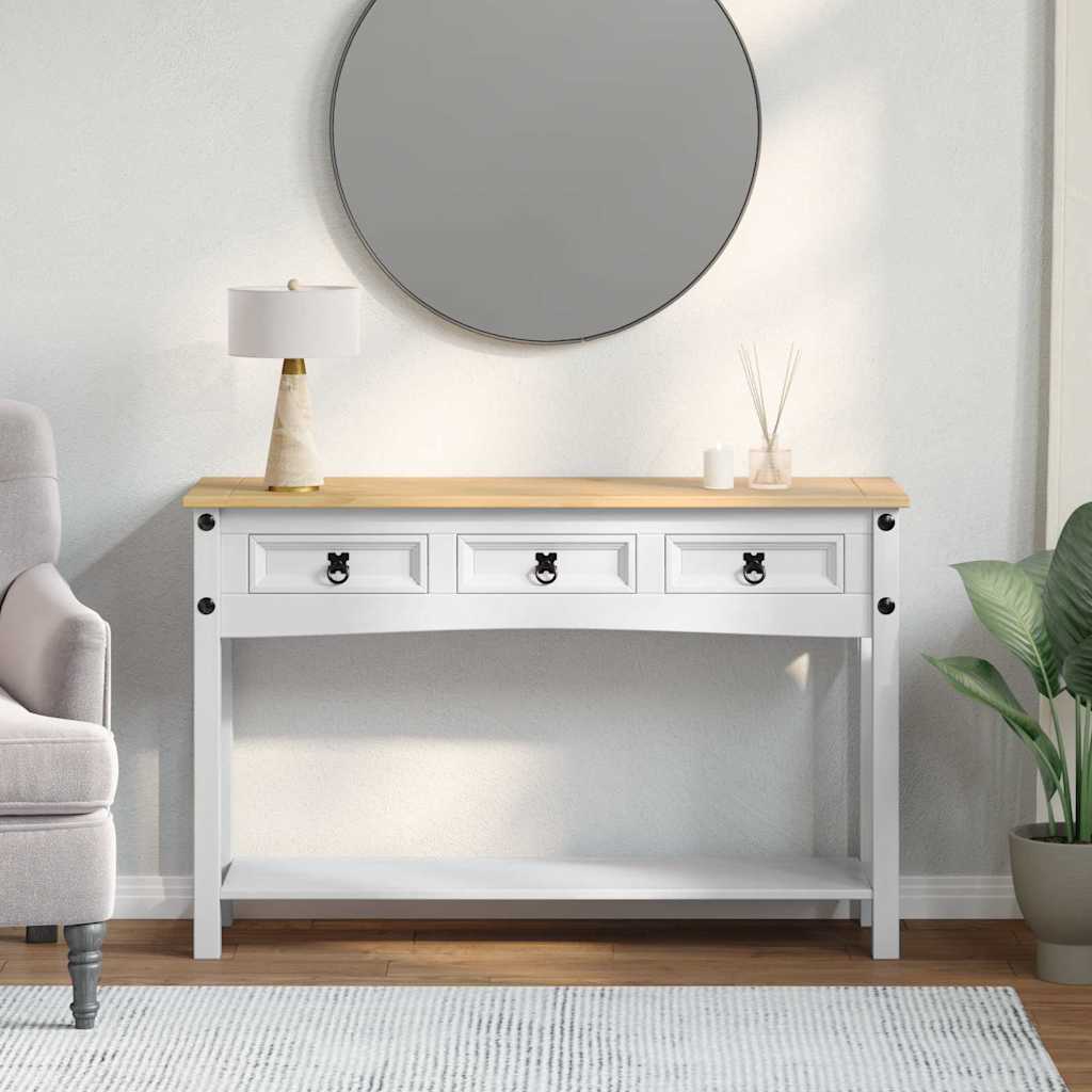 End Table Corona White 114 x 34.5 x 73 cm Solid Pine Wood