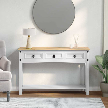 End Table Corona White 114 x 34.5 x 73 cm Solid Pine Wood