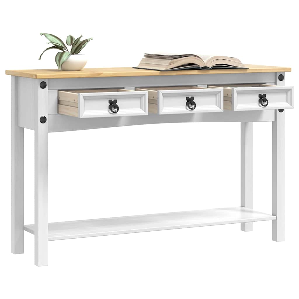End Table Corona White 114 x 34.5 x 73 cm Solid Pine Wood