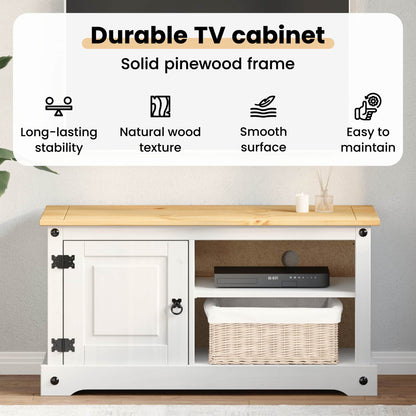 TV Cabinet Corona White 100 x 40 x 52 cm Solid Pine Wood