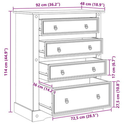 Storage Chests Corona White 92 x 48 x 114 cm Solid Pine Wood