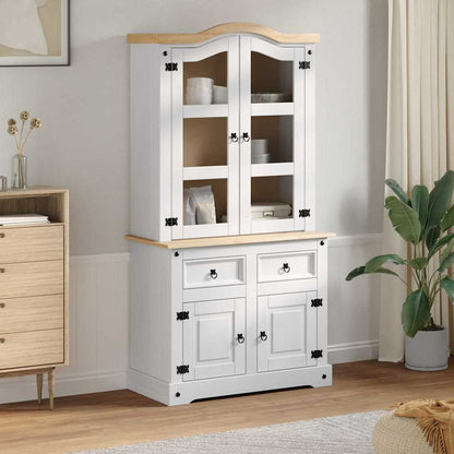 Sideboard Corona White 100 x 48.5 x 179 cm Solid Pine Wood