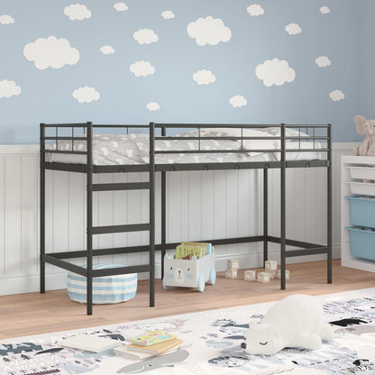 Kids'Loft Bed Frame Black 74.5 x 190 cm Steel