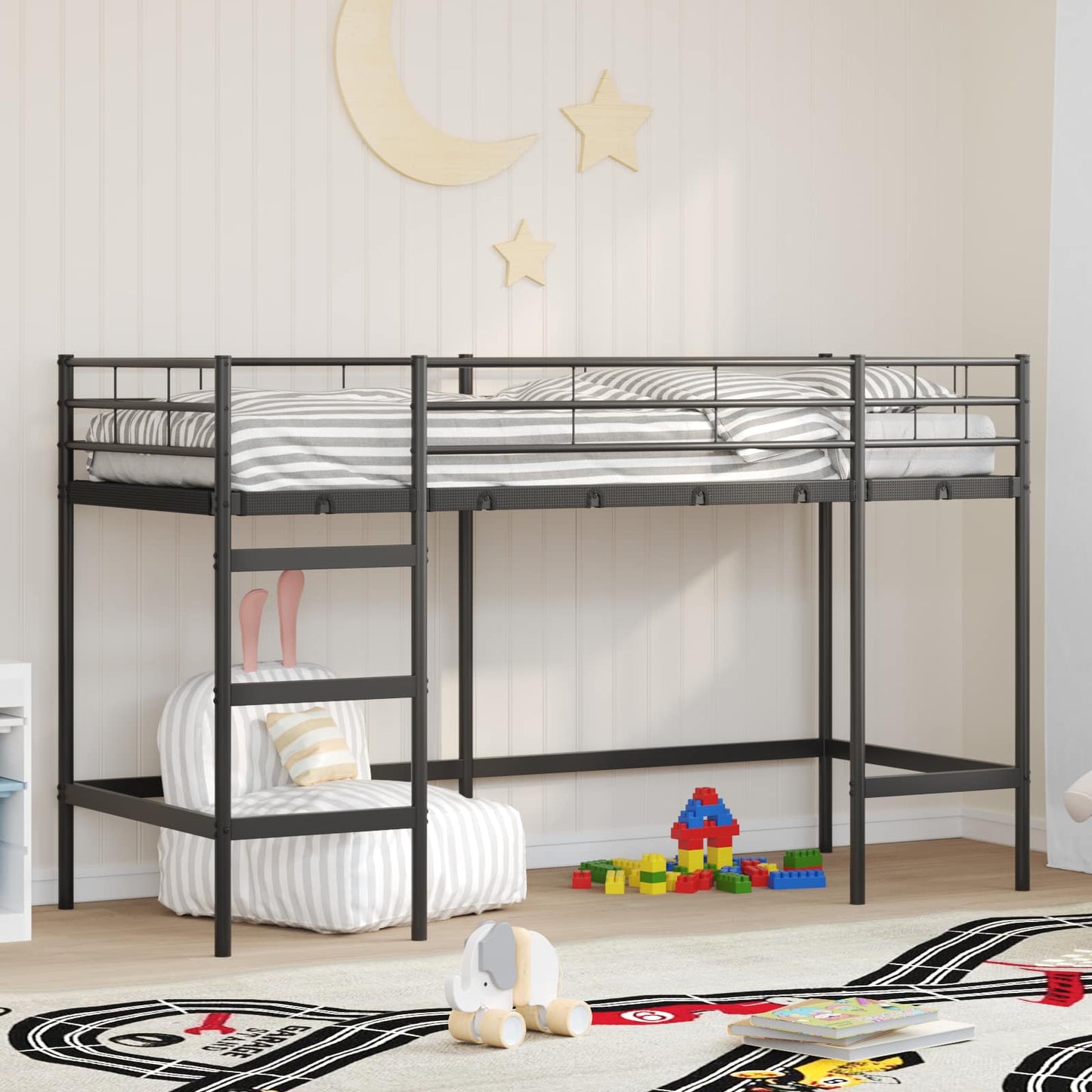Kids'Loft Bed Frame Black 90 x 190 cm Steel