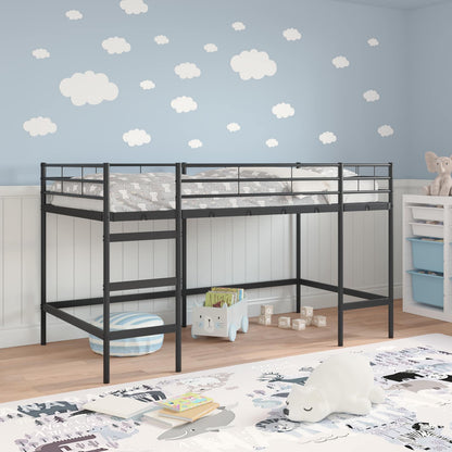 Kids'Loft Bed Frame Black 90 x 200 cm Steel