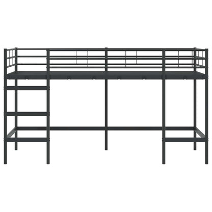 Kids'Loft Bed Frame Black 90 x 200 cm Steel