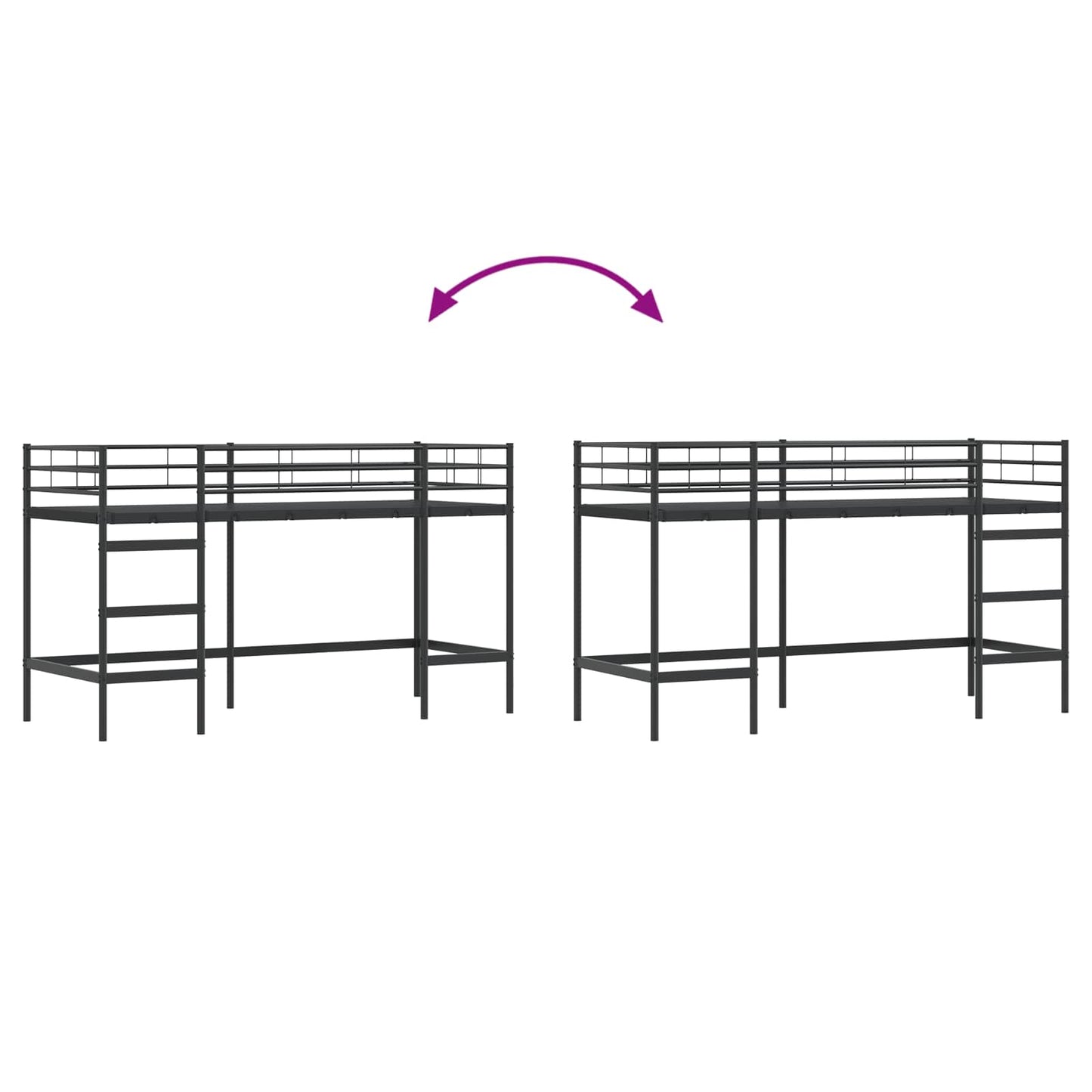Kids'Loft Bed Frame Black 99.5 x 190 cm Steel