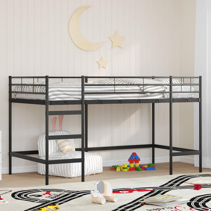 Kids'Loft Bed Frame Black 107 x 201 cm