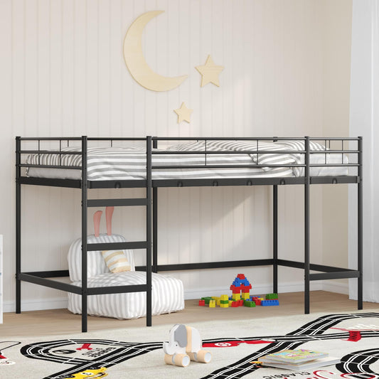 Kids'Loft Bed Frame Black 107 x 201 cm