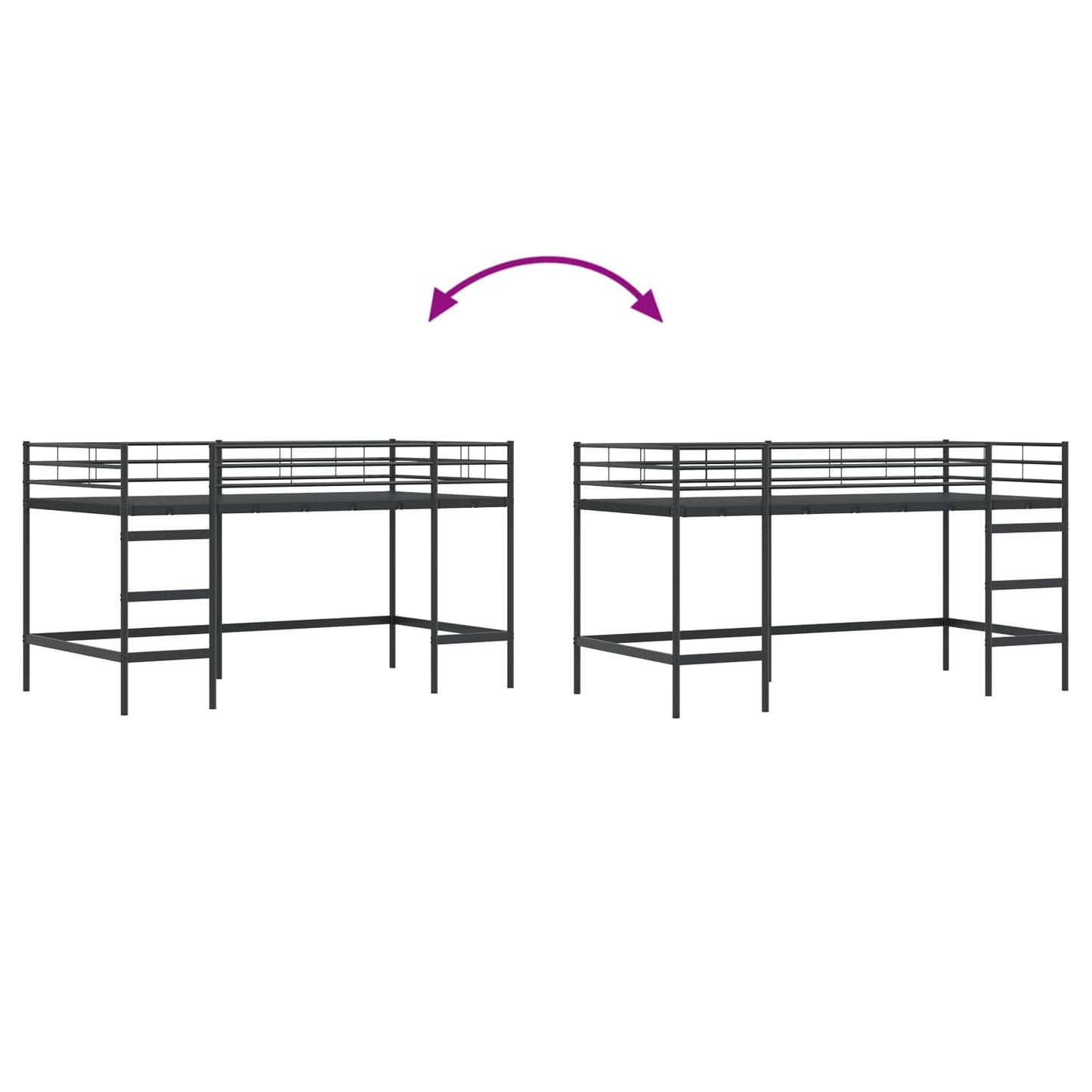Kids'Loft Bed Frame Black 107 x 201 cm