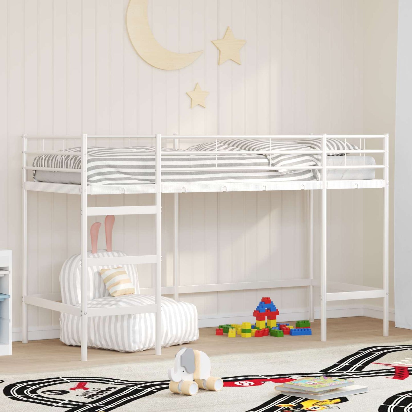 Kids'Loft Bed Frame White 74.5 x 190 cm Steel