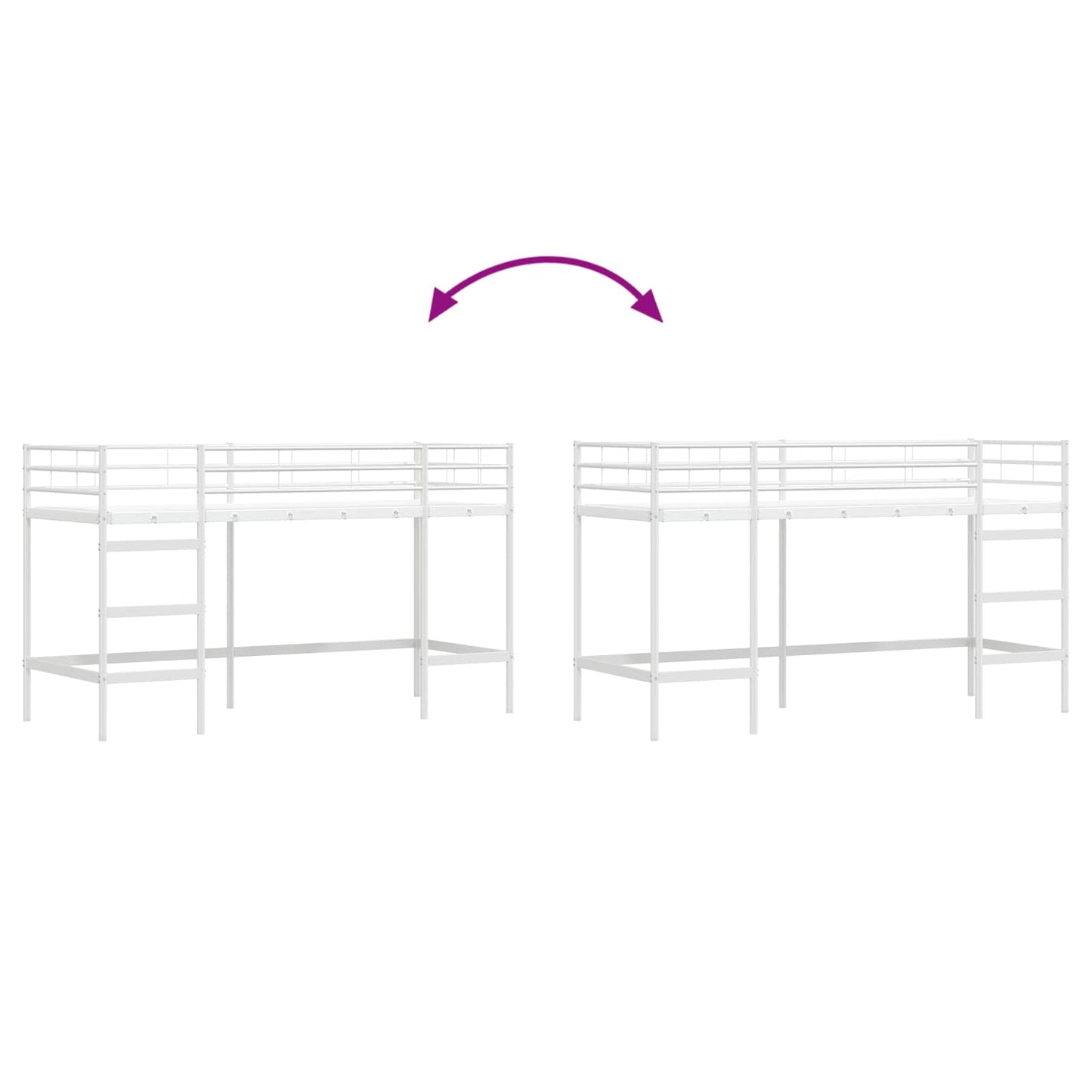 Kids'Loft Bed Frame White 99.5 x 190 cm Steel