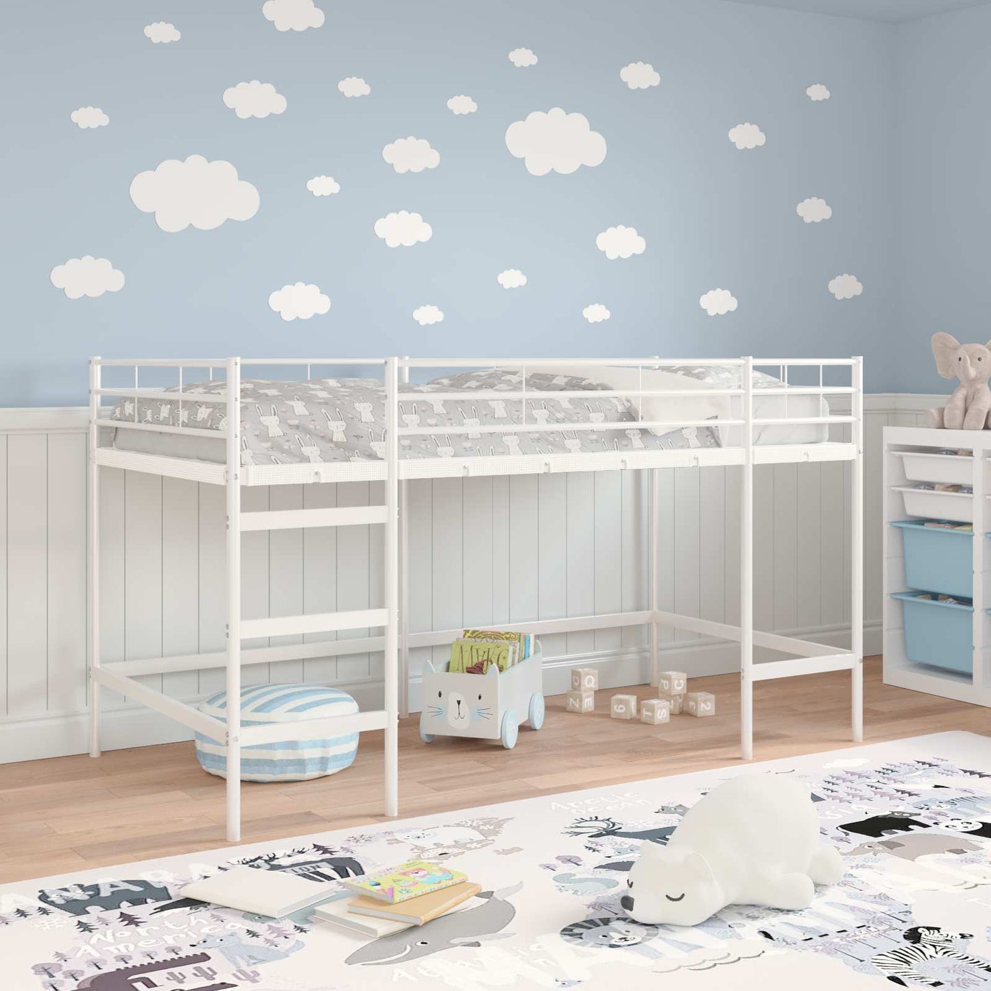 Kids'Loft Bed Frame White 100 x 200 cm Steel