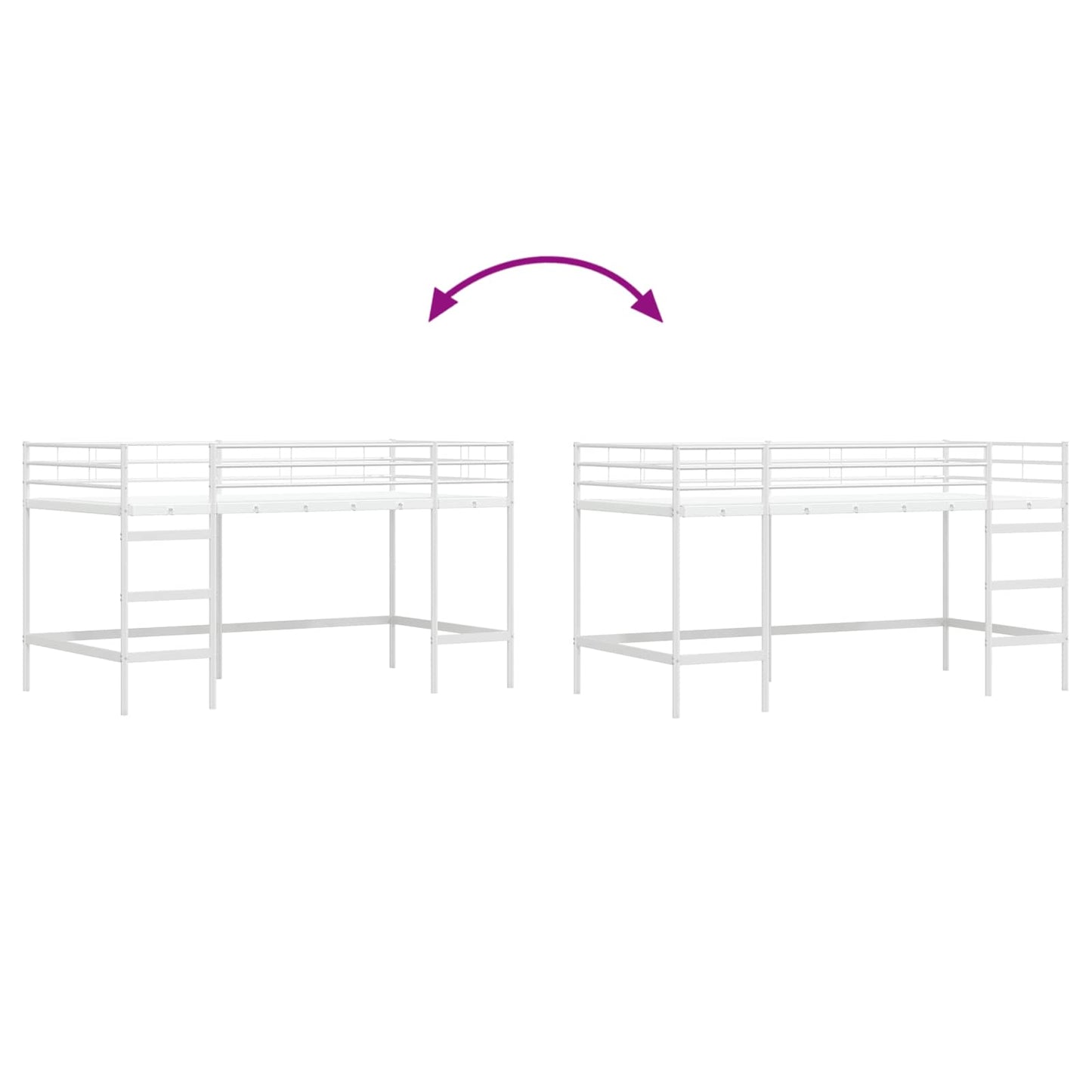 Kids'Loft Bed Frame White 100 x 200 cm Steel
