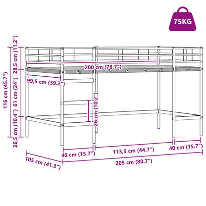 Kids'Loft Bed Frame White 100 x 200 cm Steel