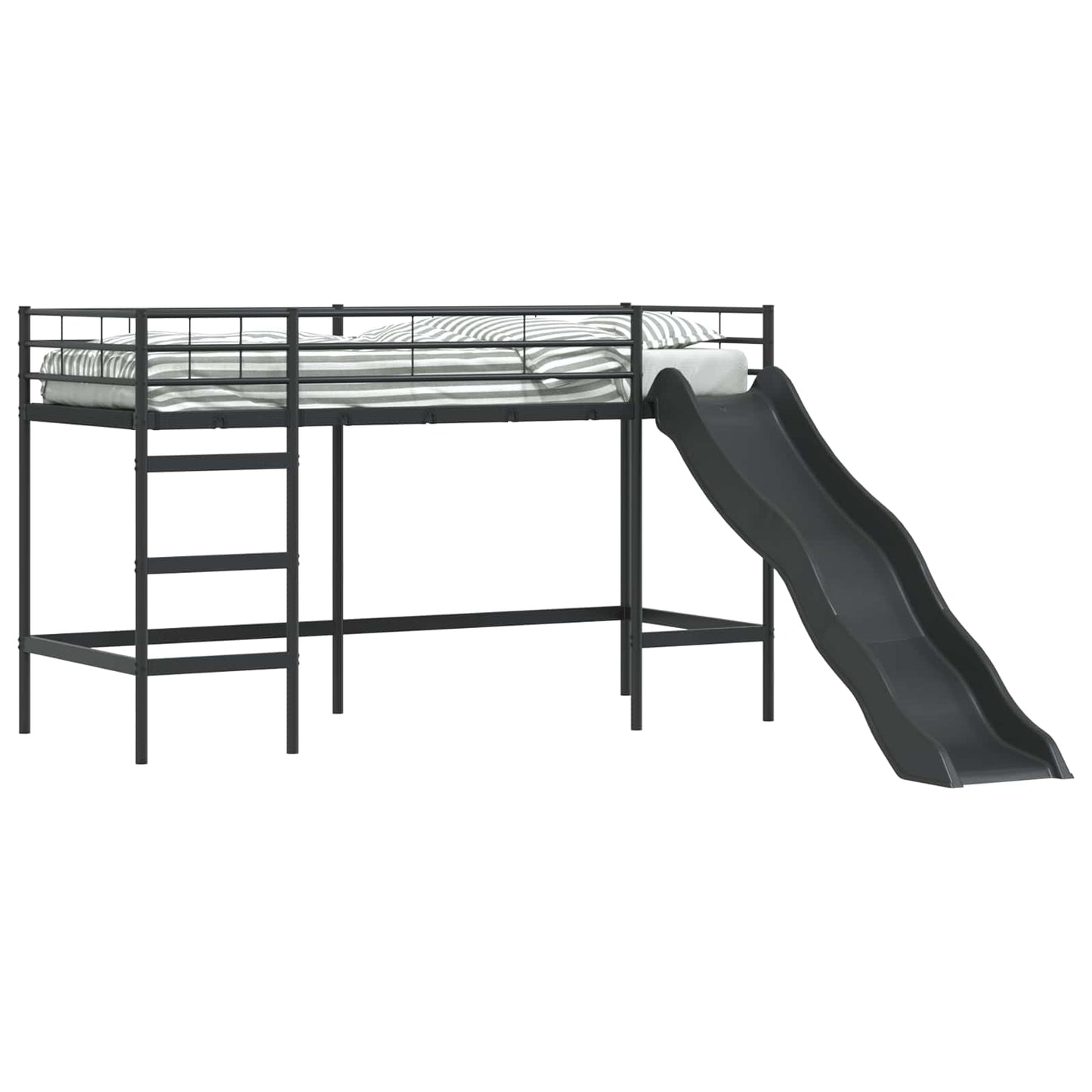Kids'Loft Bed Frame with Slide Black and Anthracite