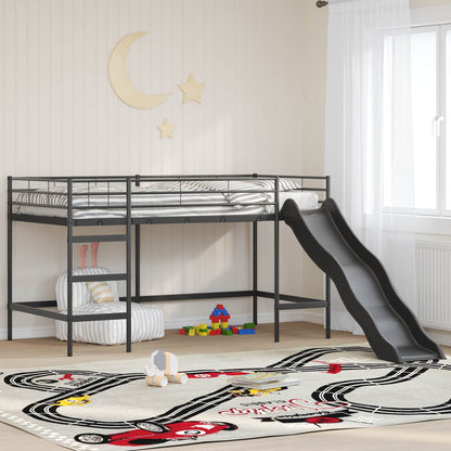 Kids'Loft Bed Frame with Slide Black and Anthracite