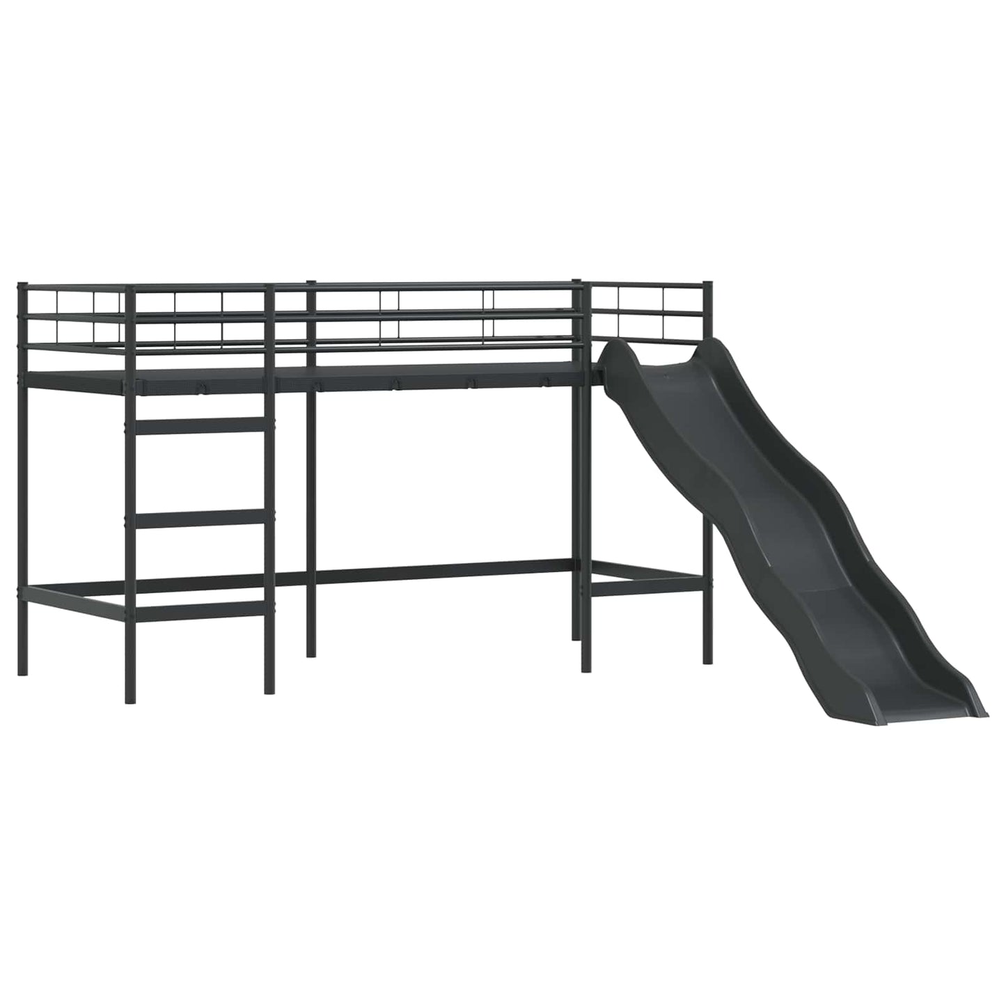 Kids'Loft Bed Frame with Slide Black and Anthracite