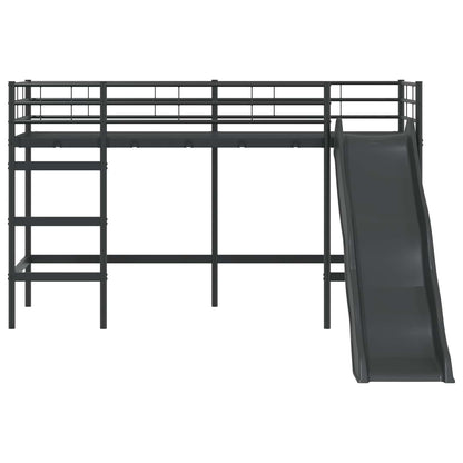 Kids'Loft Bed Frame with Slide Black and Anthracite
