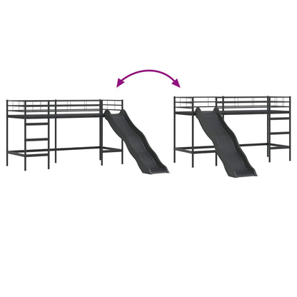 Kids'Loft Bed Frame with Slide Black and Anthracite