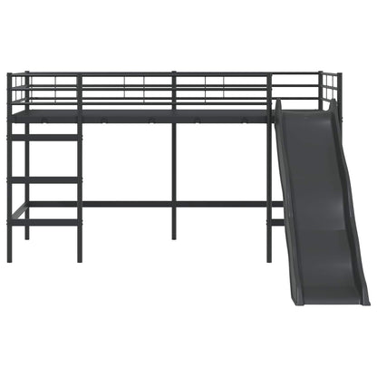 Kids'Loft Bed Frame with Slide Black and Anthracite