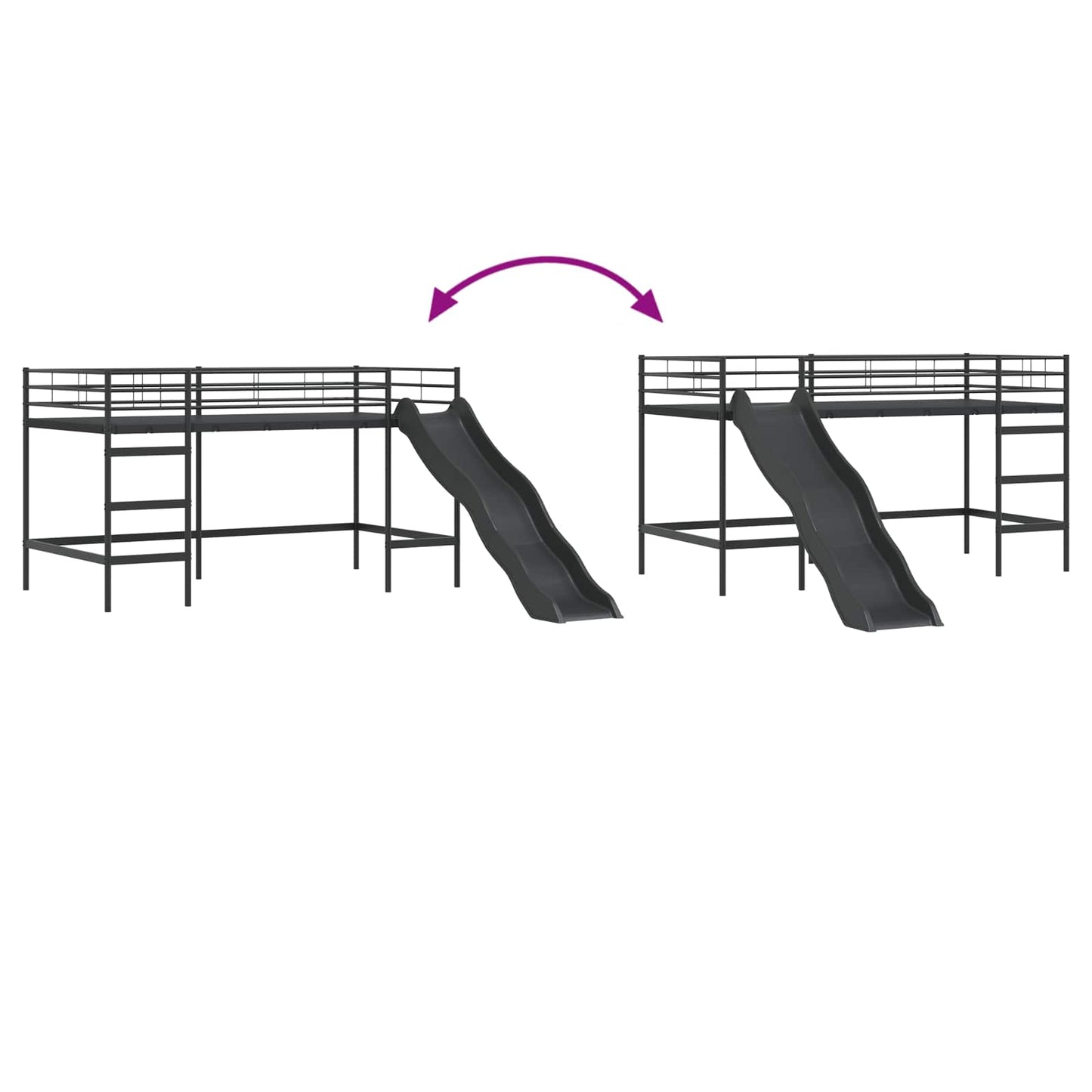Kids'Loft Bed Frame with Slide Black and Anthracite