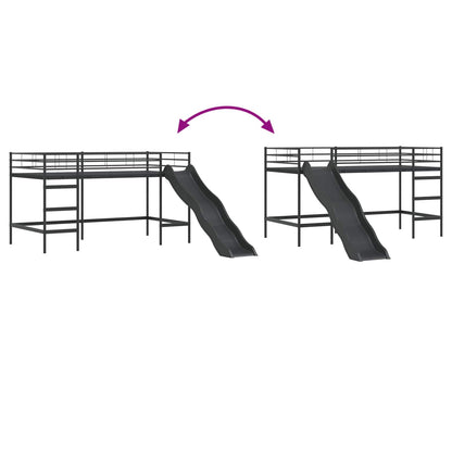 Kids'Loft Bed Frame with Slide Black and Anthracite