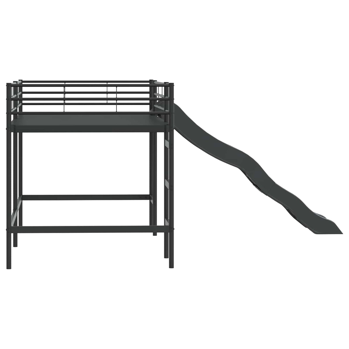 Kids'Loft Bed Frame with Slide Black and Anthracite