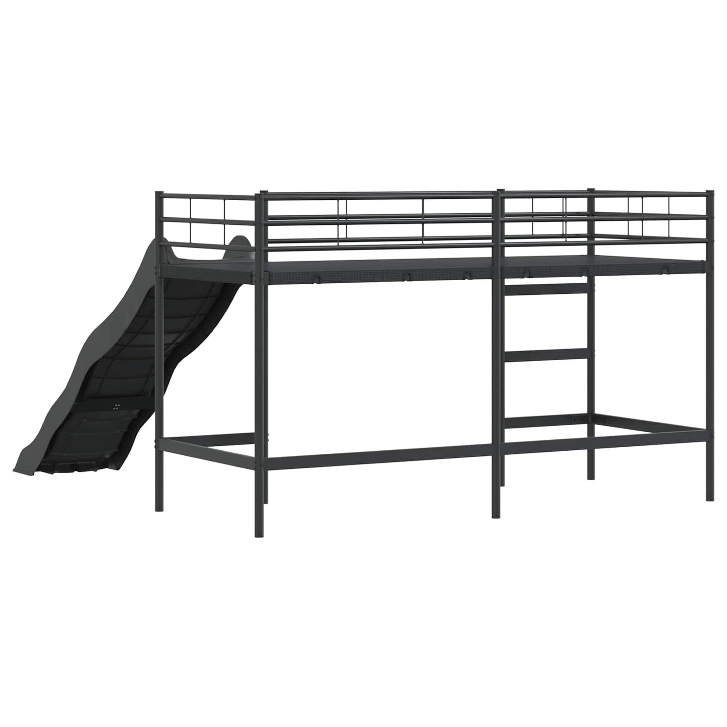 Kids'Loft Bed Frame with Slide Black and Anthracite