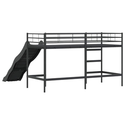 Kids'Loft Bed Frame with Slide Black and Anthracite
