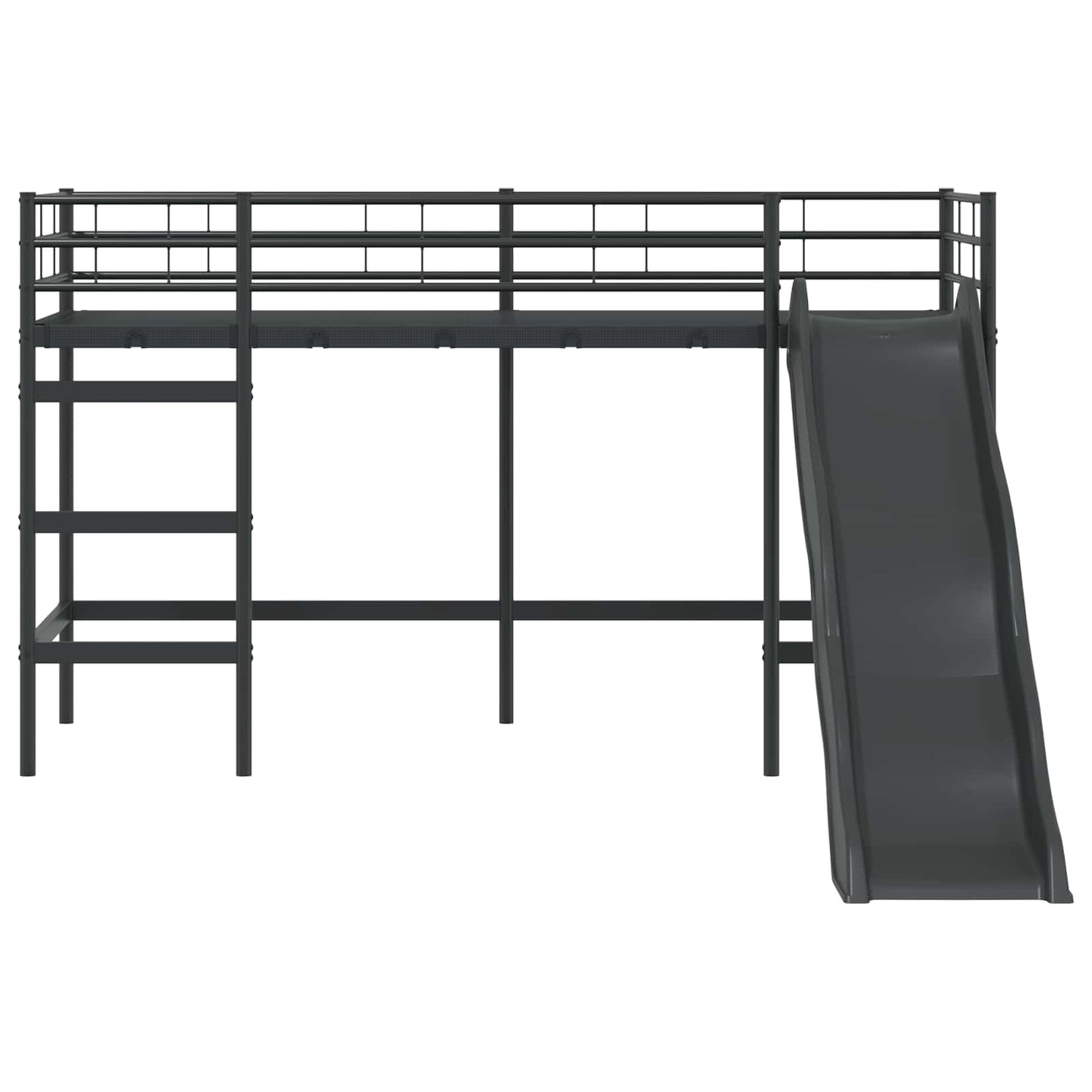 Kids'Loft Bed Frame with Slide Black and Anthracite