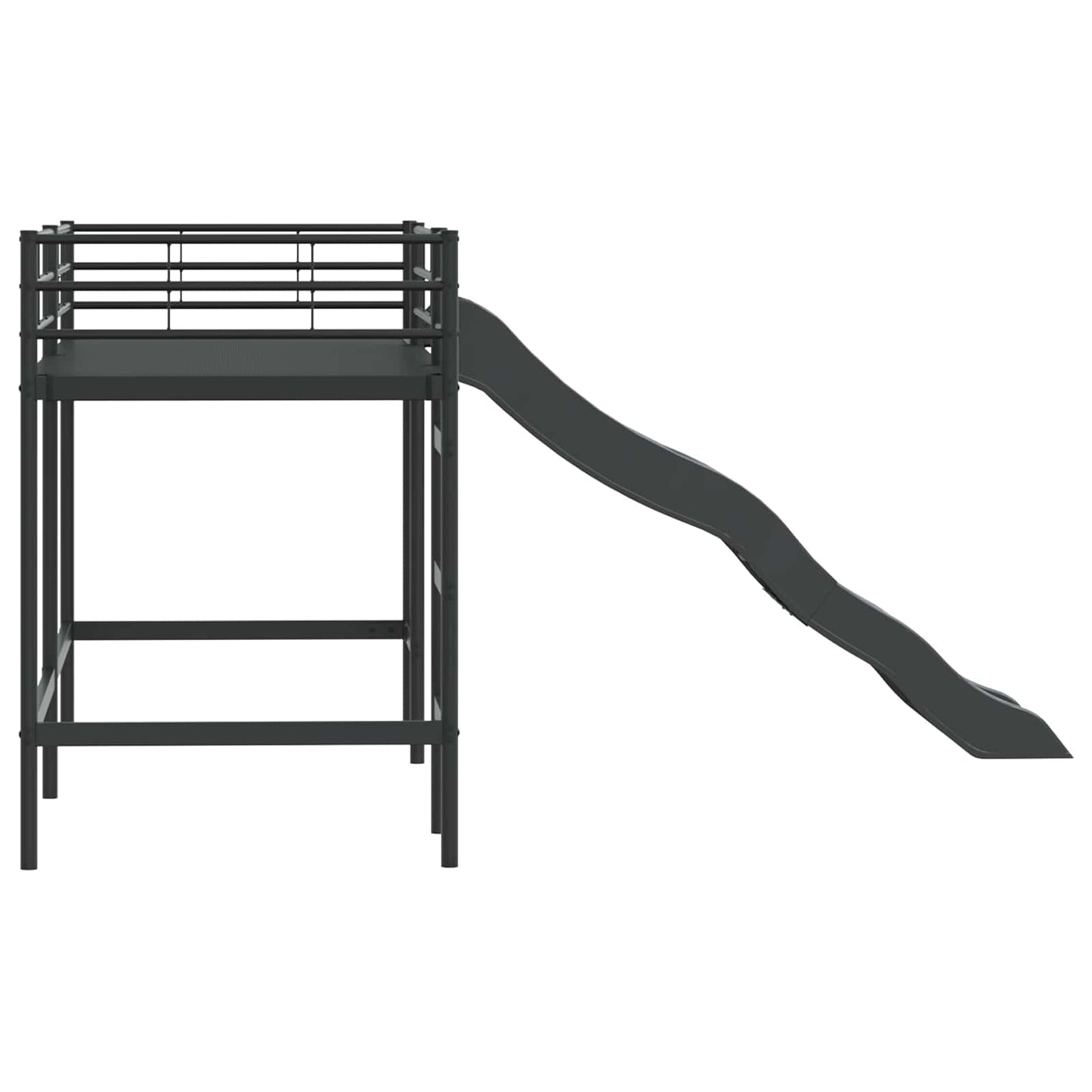 Kids'Loft Bed Frame with Slide Black and Anthracite