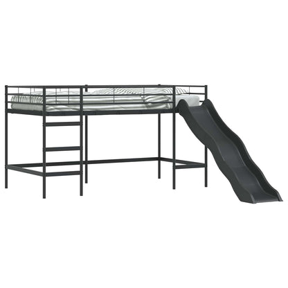 Kids'Loft Bed Frame with Slide Black and Anthracite
