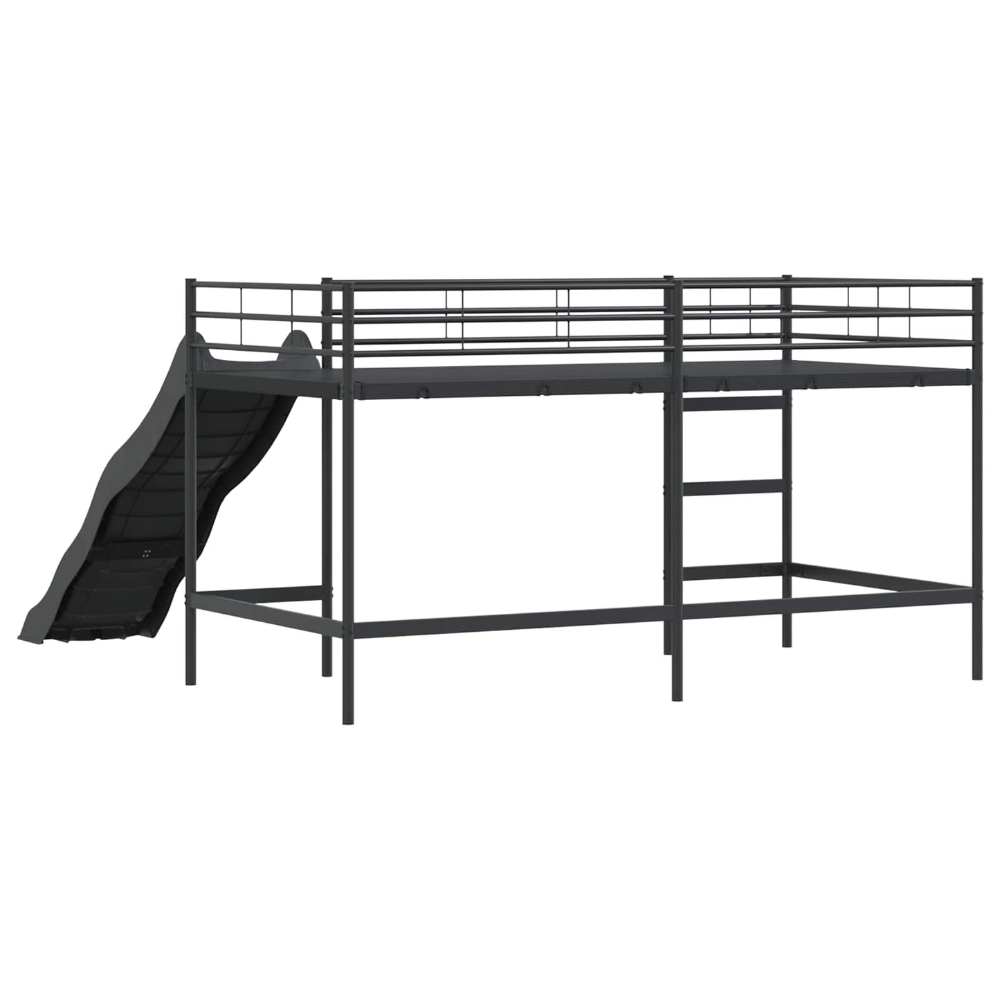 Kids'Loft Bed Frame with Slide Black and Anthracite