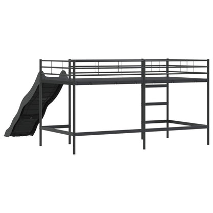 Kids'Loft Bed Frame with Slide Black and Anthracite