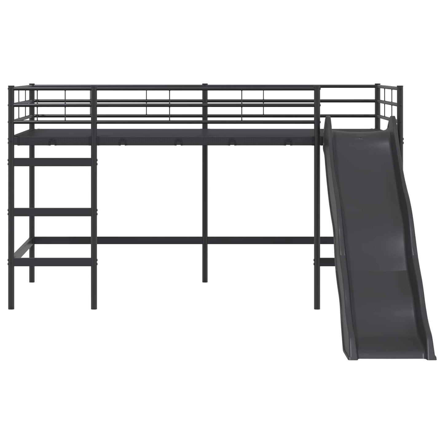 Kids'Loft Bed Frame with Slide Black and Anthracite