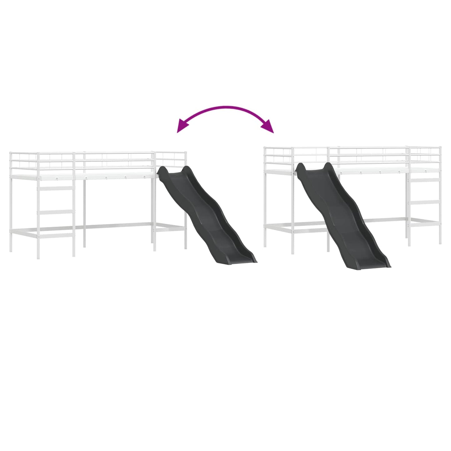 Kids'Loft Bed Frame with Slide White and Anthracite